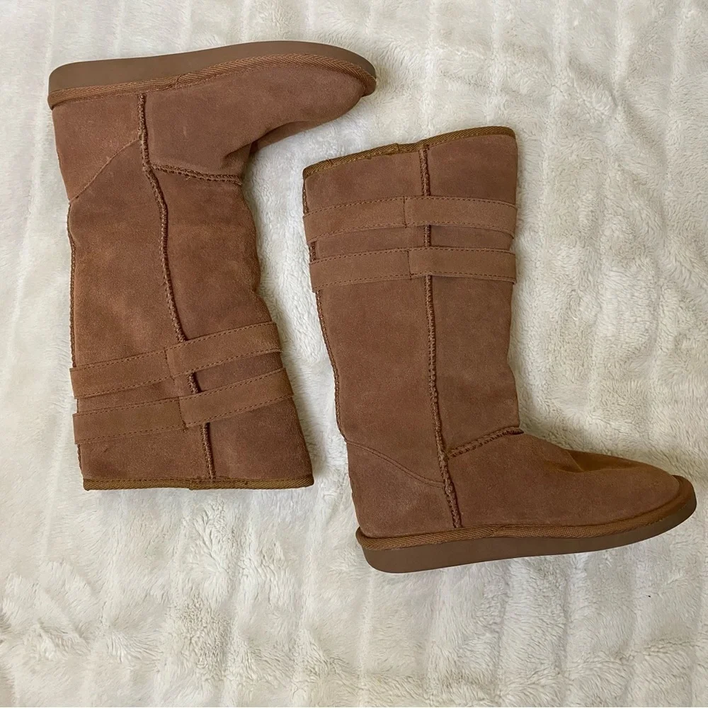 Emu Wool Tan Brown Winter Snow Boots with Buckle Accents Casual Size 6